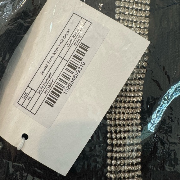 New Endless Rose Jewel Trim Mini Knit Dress Elegant Open Black Sleeveless Sz M - Picture 5 of 15